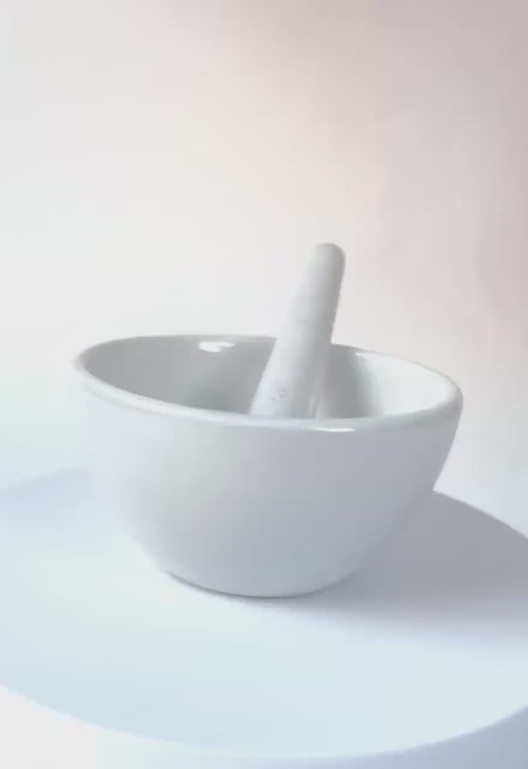 Vintage Glazed Porcelain Mortar and Pestle, Russian Farmhouse Country Kitchen Decor, Spices Mortar and Pestle Chunky Cottage Chic Gift