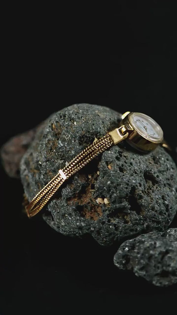 Women cocktail watch Seagull, gold plated evening watch chain bracelet, oval dial lady watch small gift delicate women watch jewelry bride