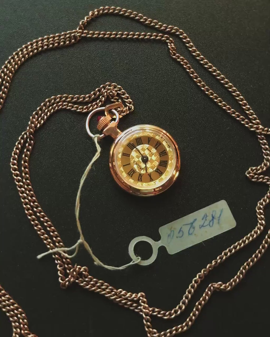 Women's watch necklace Seagull gold plated tiny gift, delicate necklace watch, lady watch pendant vintage Roman numerals dial unique