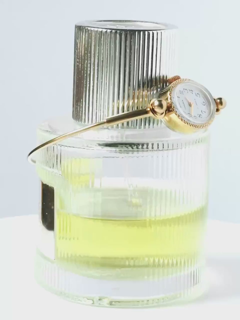 Cocktail watch for women gold shade Seagull, tiny oval watch delicate jewelry gift, Arabic numerals dial small bracelet
