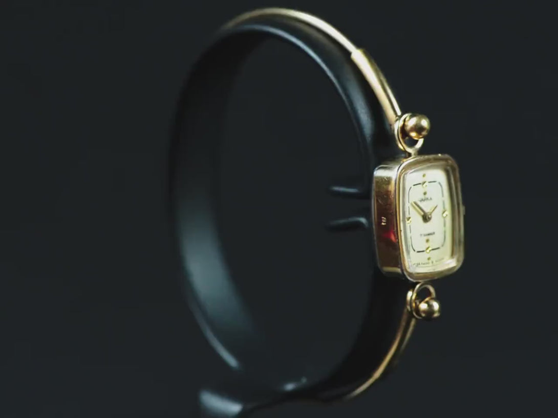 Dainty watch for women gold plated Seagull, tiny cocktail watch delicate jewelry, rectangular dial lady watch gift delicate, tiny bracelet