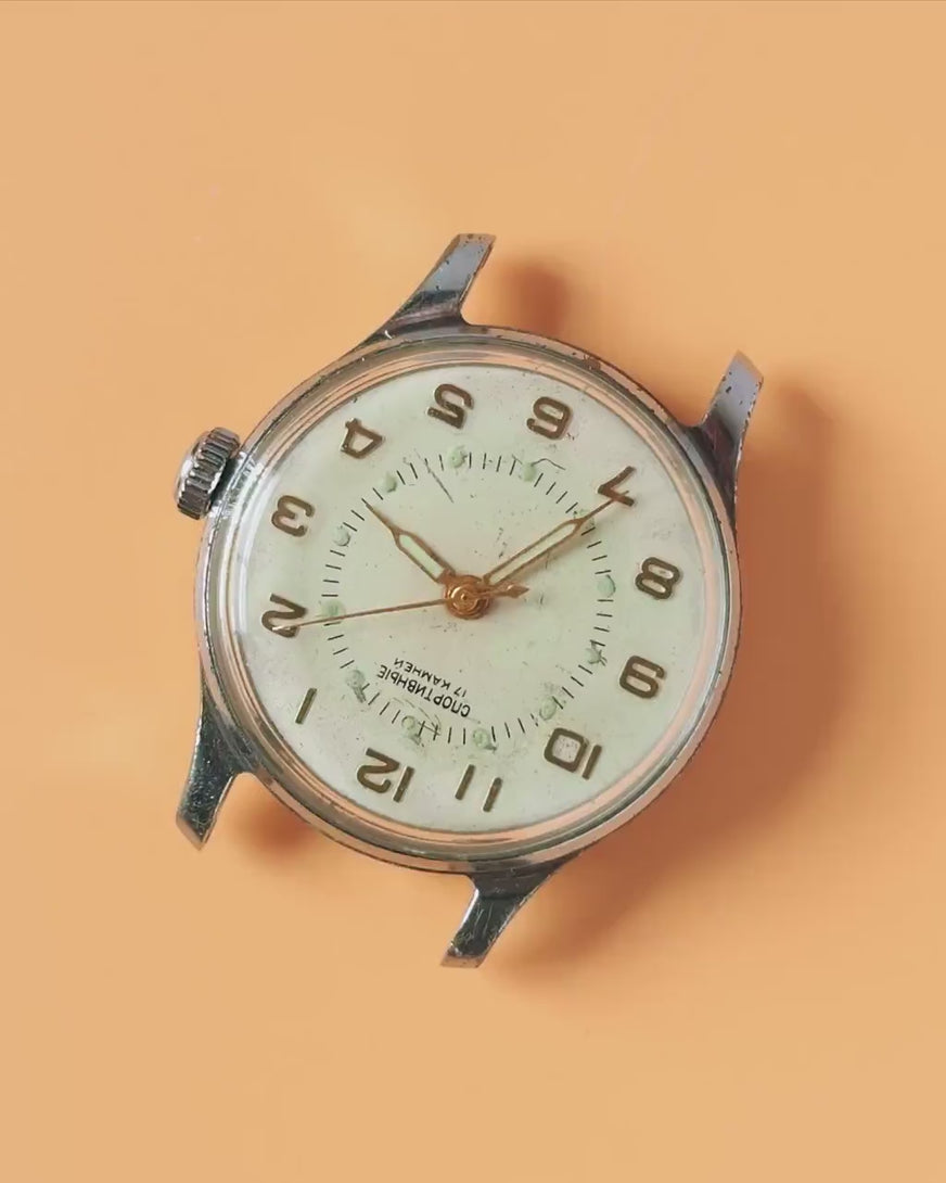 Very rare 50s unisex watch Athletic \ Sportivnyje classic boyfriend watch, dress watch minimalist, shockproof watch, new luxury leather band