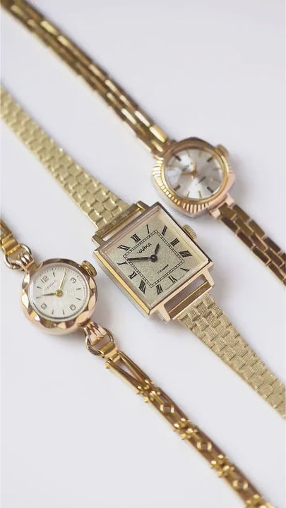 Cordette cocktail watch for women Seagull, art deco style evening wristwatch vintage, gold plated timepiece watch sunburst dial jewelry gift