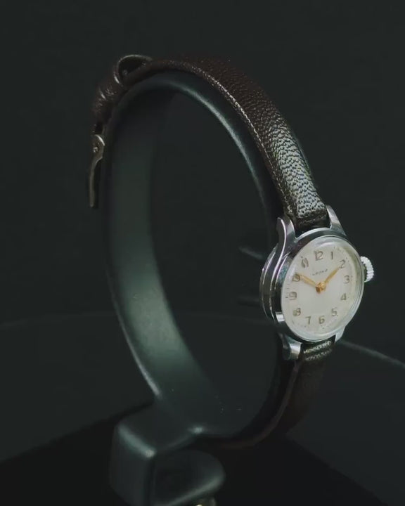 Delicate wristwatch for women Seagull, sunburst dial lady watch silver shade, Arabic numerals watch vintage gift, new premium leather strap