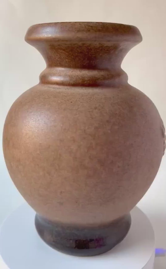 Light Brown Scheurich Keramik vase pottery 501-20 vintage, floral pattern W. Germany ceramic vase 70s, matte art-pottery home decor gift