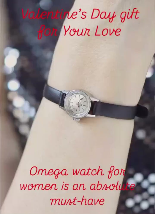 OMEGA De Ville wristwatch for women chic, tiny silver shade classic simplicity ladies watch Swiss Ω jewelry gift, new premium leather strap