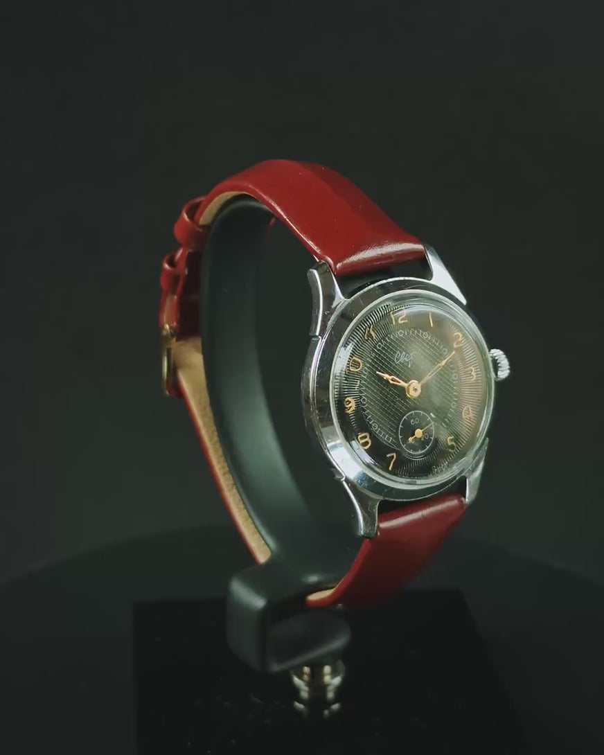 Vintage unisex wristwatch black guilloche face, shockproof men's watch Svet Light, limited edition watch gift new premium leather strap