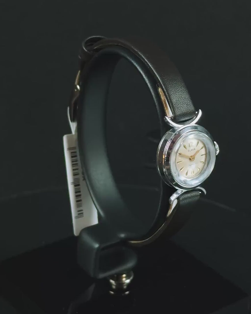 Crescent trim women watch Glory, silver shade watch vintage American pop art inspired, limited edition watch gift, new premium leather band