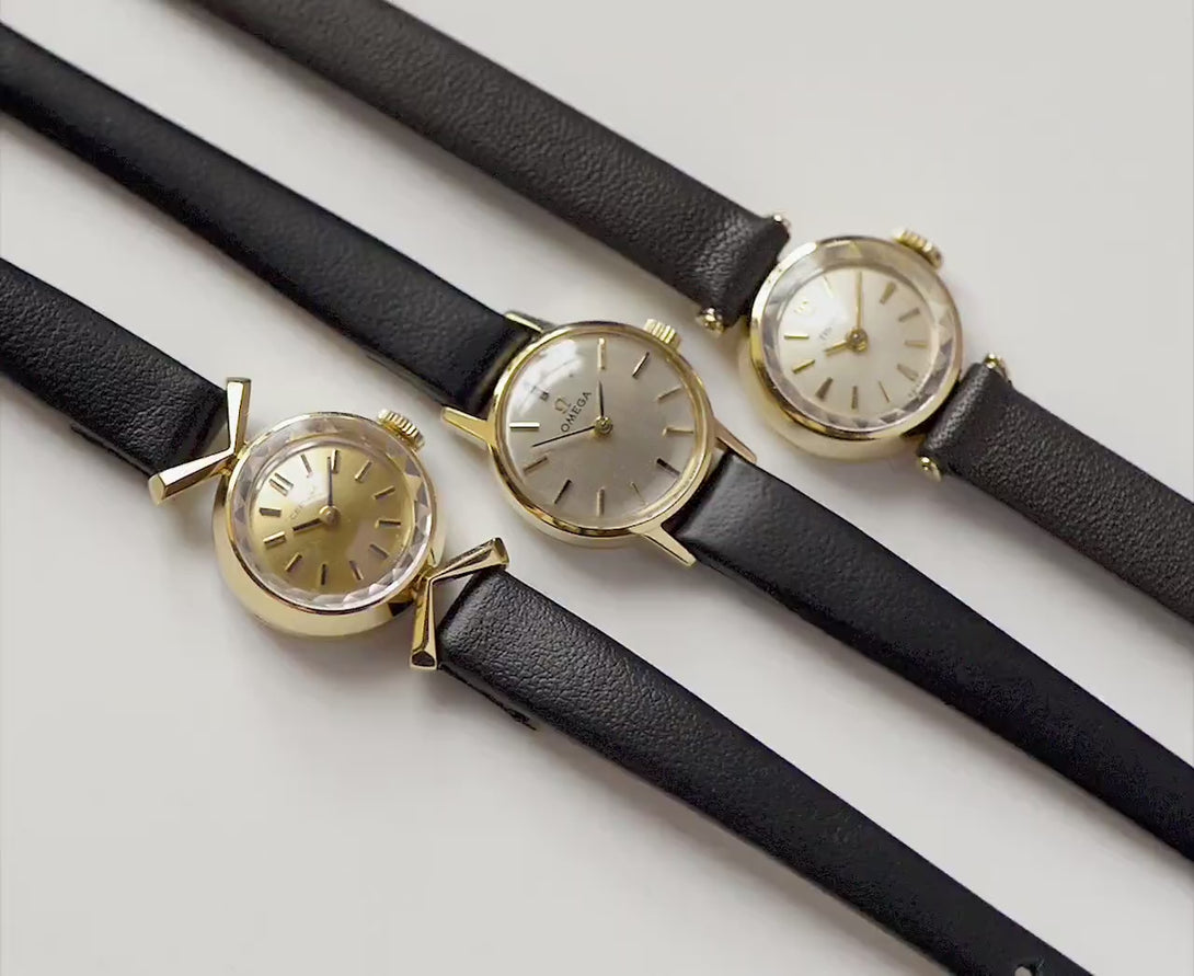 Solid gold 18K women's watch Certina dainty, tiny lady wristwatch 60s charm, retro watch girl's jewelry, new premium leather strap