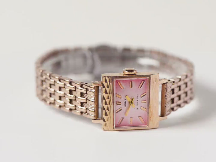 14K Solid Gold Women’s Vintage Wristwatch | Minimalist 1970s Seagull Watch Gift
