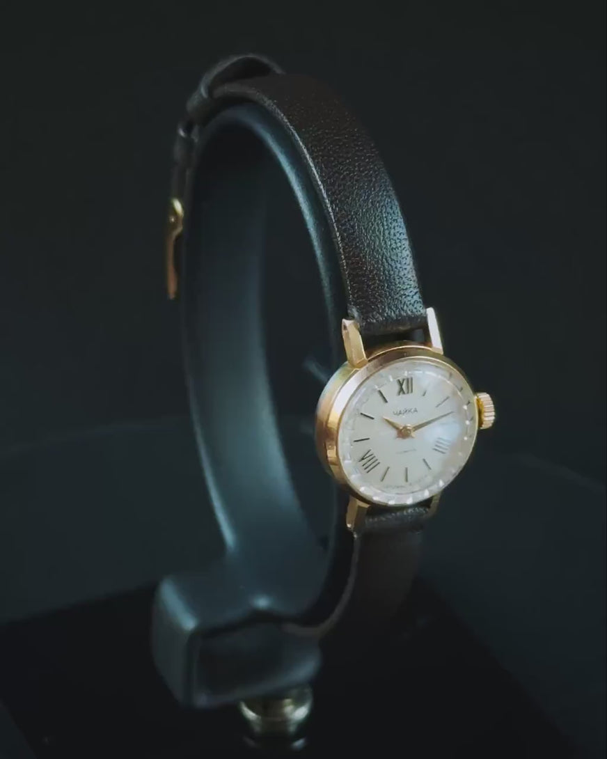 Unique Dial Women watch super small gold plated Seagull authentic, lady wristwatch vintage classic accessory delicate girl gift leather band