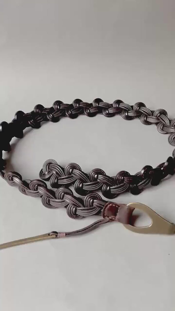 Knotted Leather Belt: Boho Style Waist or Hip Belt, Vintage Accessory