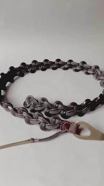 Knotted Leather Belt: Boho Style Waist or Hip Belt, Vintage Accessory