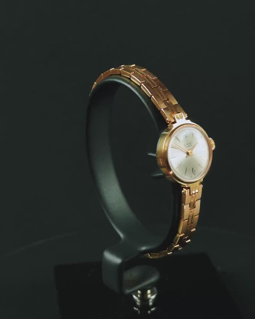Feminine cocktail watch Glory gold plated vintage, women watch delicate, Arabic numerals dial timepiece, small wrist lady watch gift jewelry