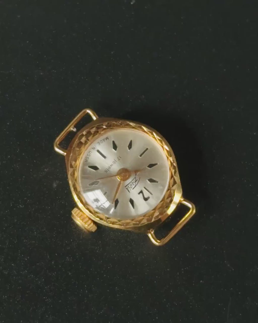 Limited edition women watch tiny gold plated Dawn, new old stock watch for lady minimalist, chic women watch jewelry gift, new leather strap