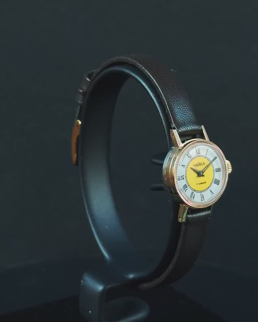 Watch for women small gold plated Seagull vintage, women's wristwatch Roman numerals dial dainty jewelry delicate premium leather strap new