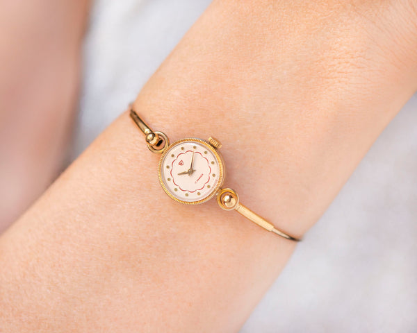 Women's Watch Tiny Ring Bracelet Gold Plated Seagull, Vintage Lady Wristwatch Classic Cocktail Watch Jewelry Gift for Women Very small wrist